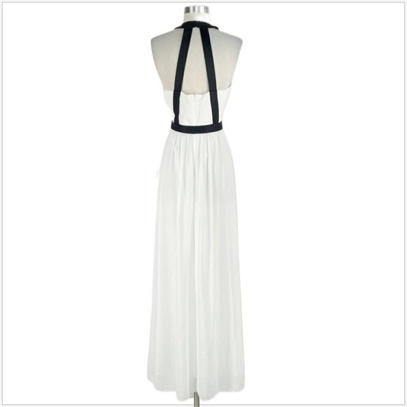 BCBGMaxazria BCBG Tacarra Long Off White w/ Black Trim Eve Gown Dress NWT NEW 4 - Picture 5 of 6